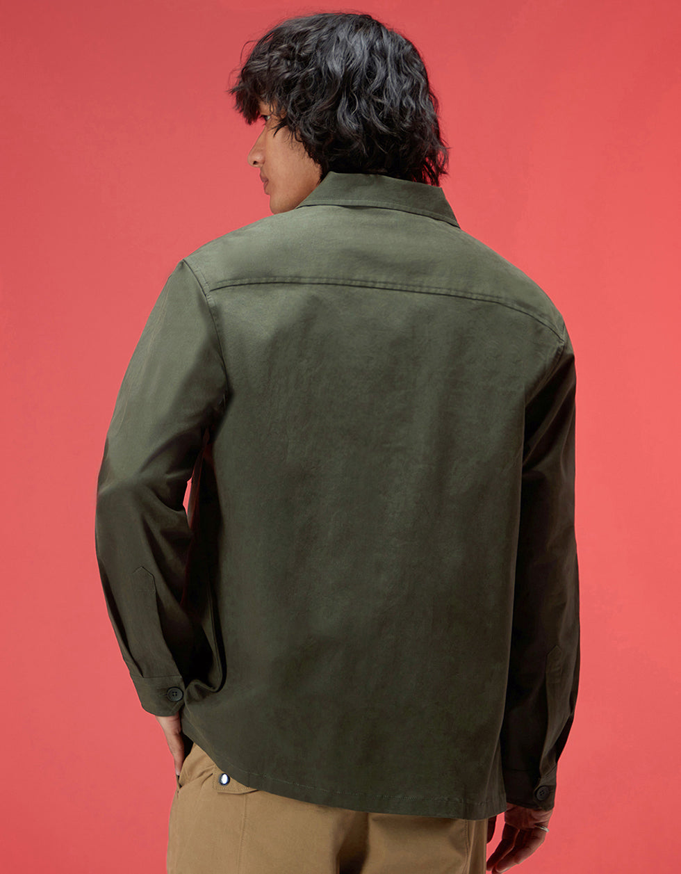 Olive Veirdo Exclusive Premium Button Detail Shacket