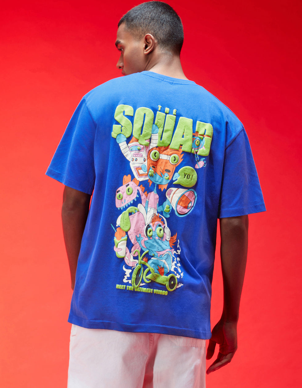 Squad Royal Blue Oversized Puff Printed Exclusive T-shirt