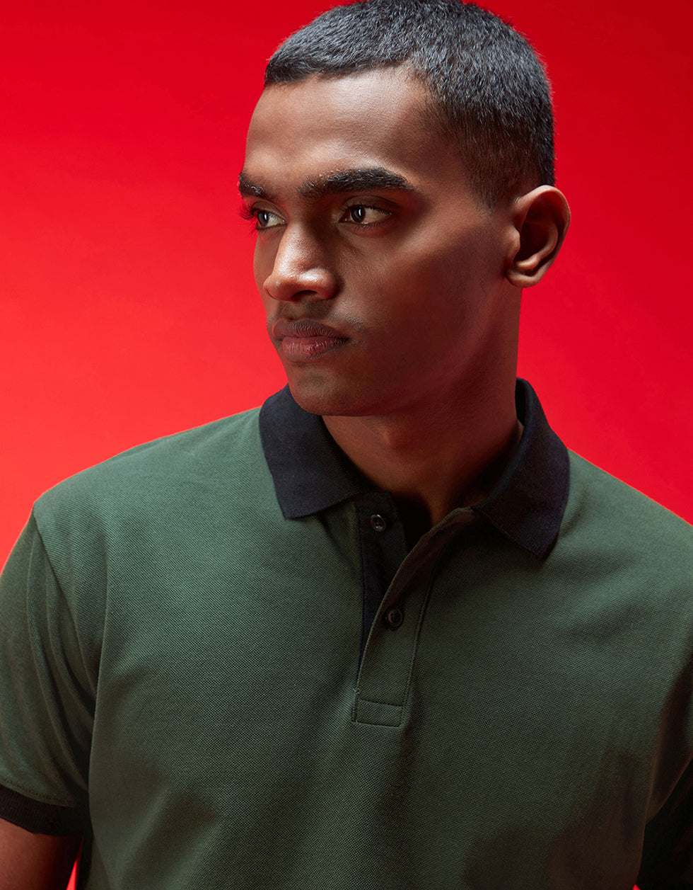 Olive Cotton Polo T-shirt