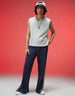 Navy and Grey Side Stripe Button Exclusive Knitted Trousers