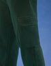 Olive Green Solid Baggy Fit Cargo Joggers