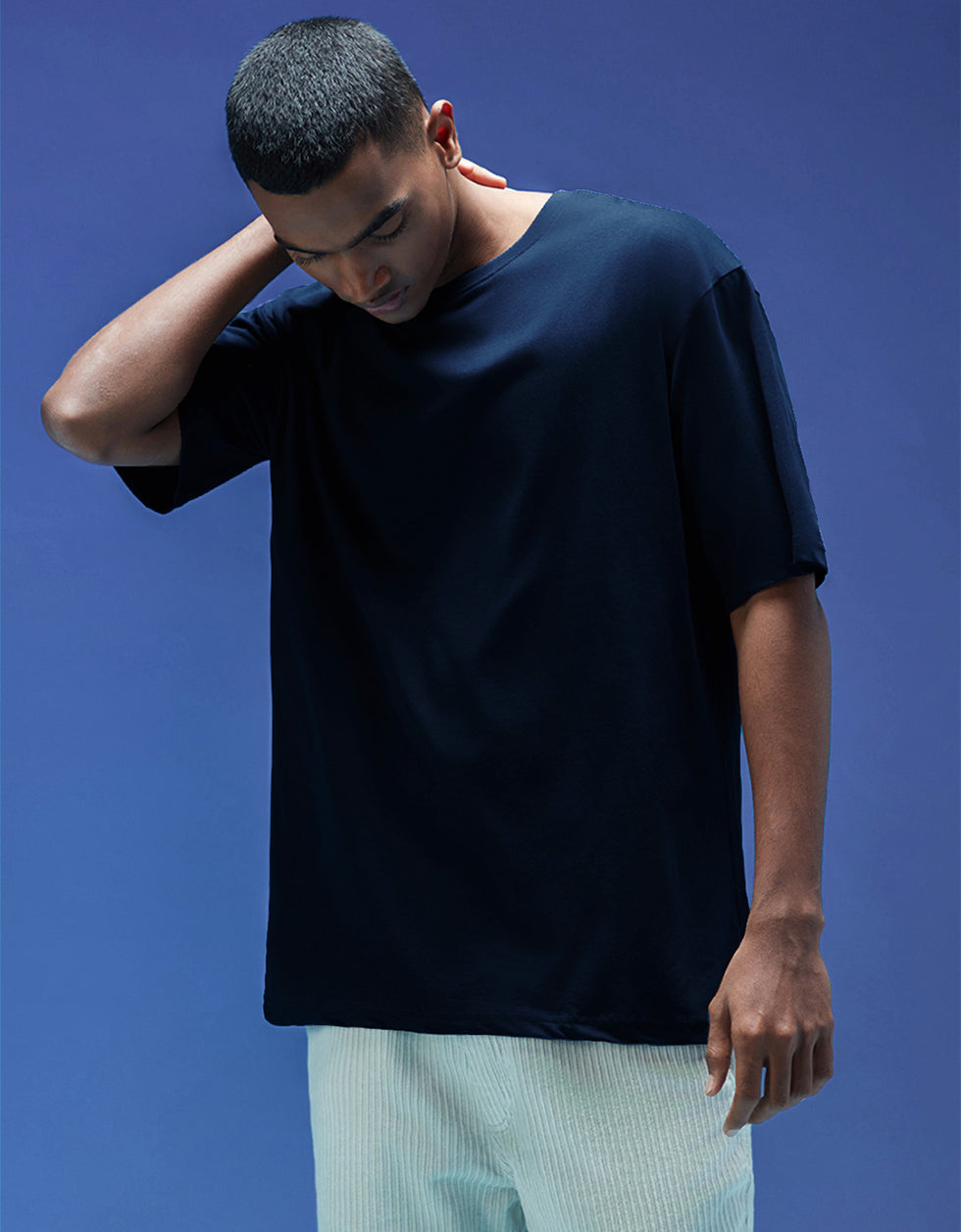 Navy Plain Oversized T-shirt