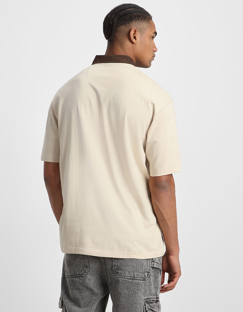 Swan White Plain Oversized Polo T-shirt