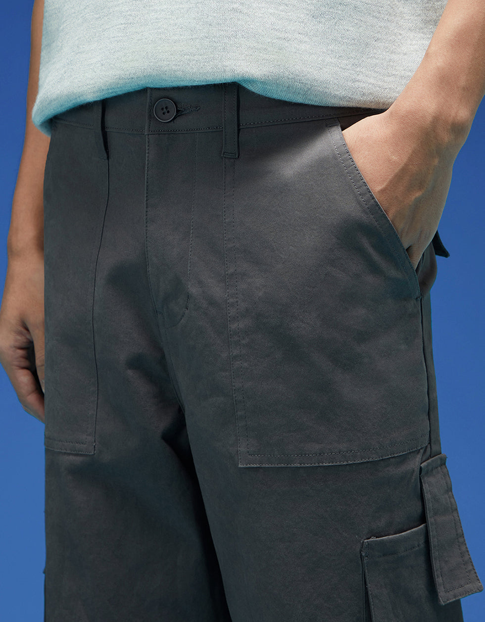 Grey Bellow Pocket Woven Cargo Pant