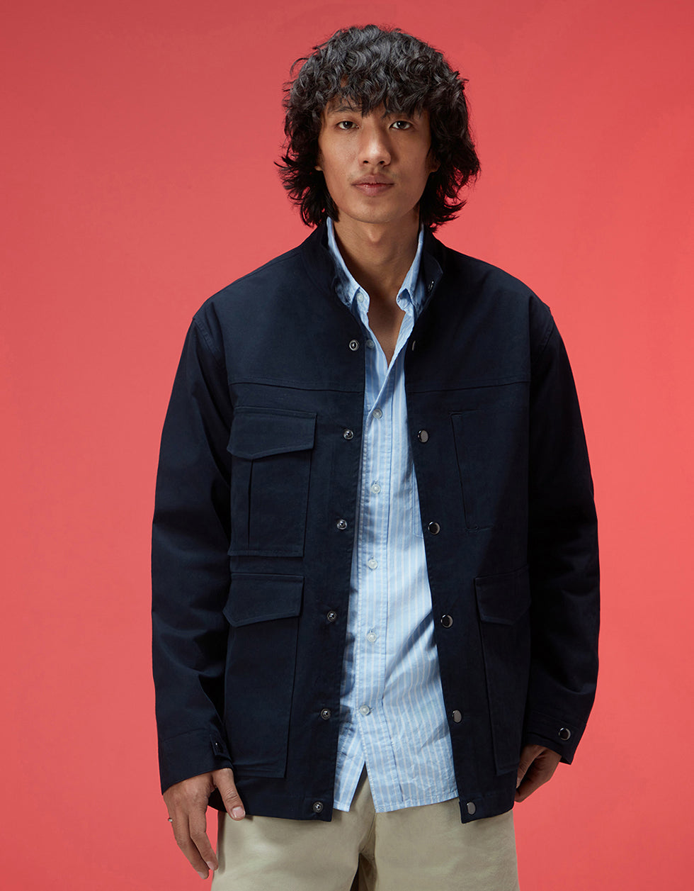 Navy Veirdo Exclusive Premium Button Detail Shacket