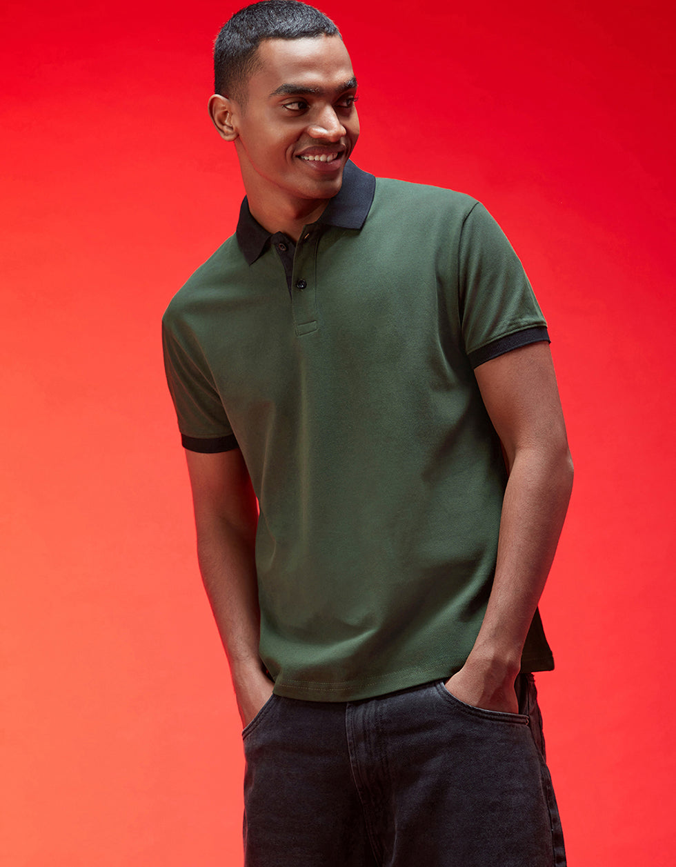 Olive Cotton Polo T-shirt