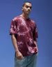 Smoke Maroon Oversized Tie-Die Printed T-shirt