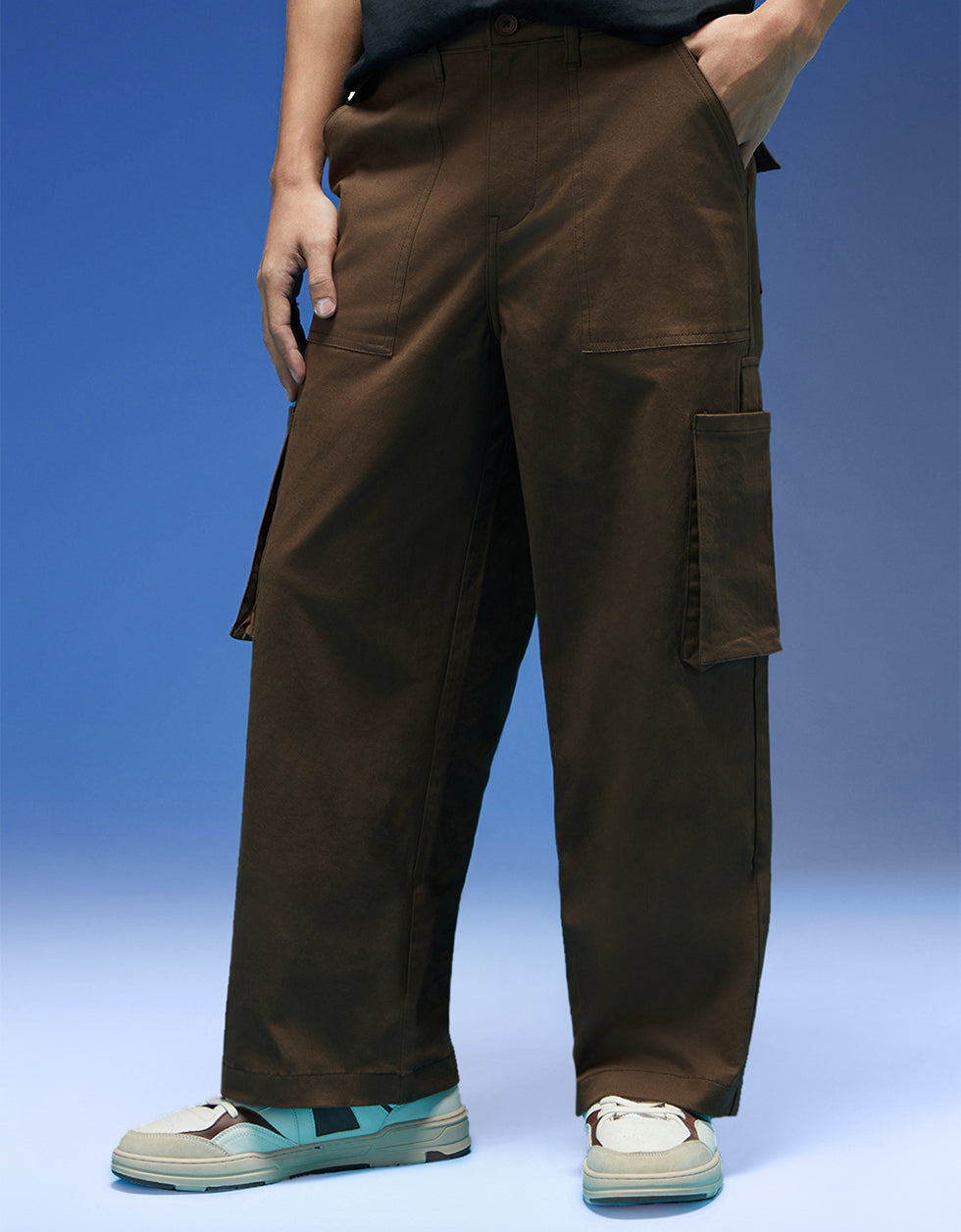 Brown Bellow Pocket Woven Exclusive Cargo Pant