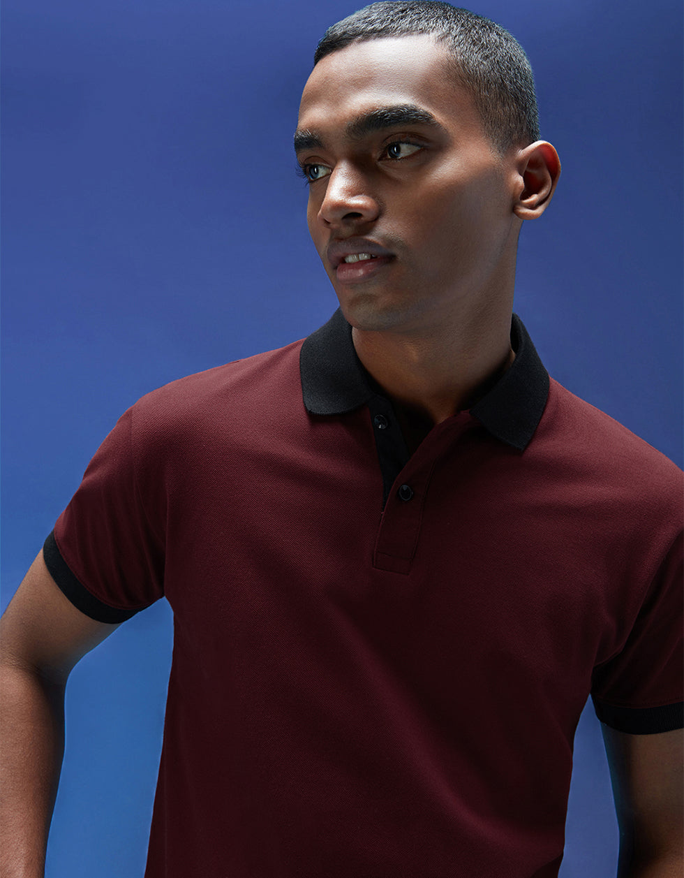 Maroon Cotton Polo T-shirt