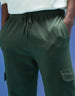 Olive Green Solid Baggy Fit Cargo Joggers