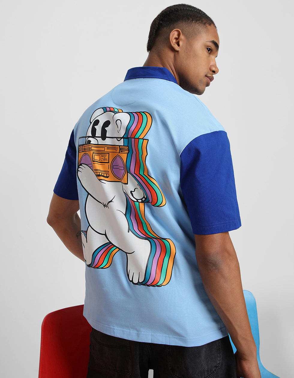 Bear Blue Oversized Exclusive Polo T-shirt