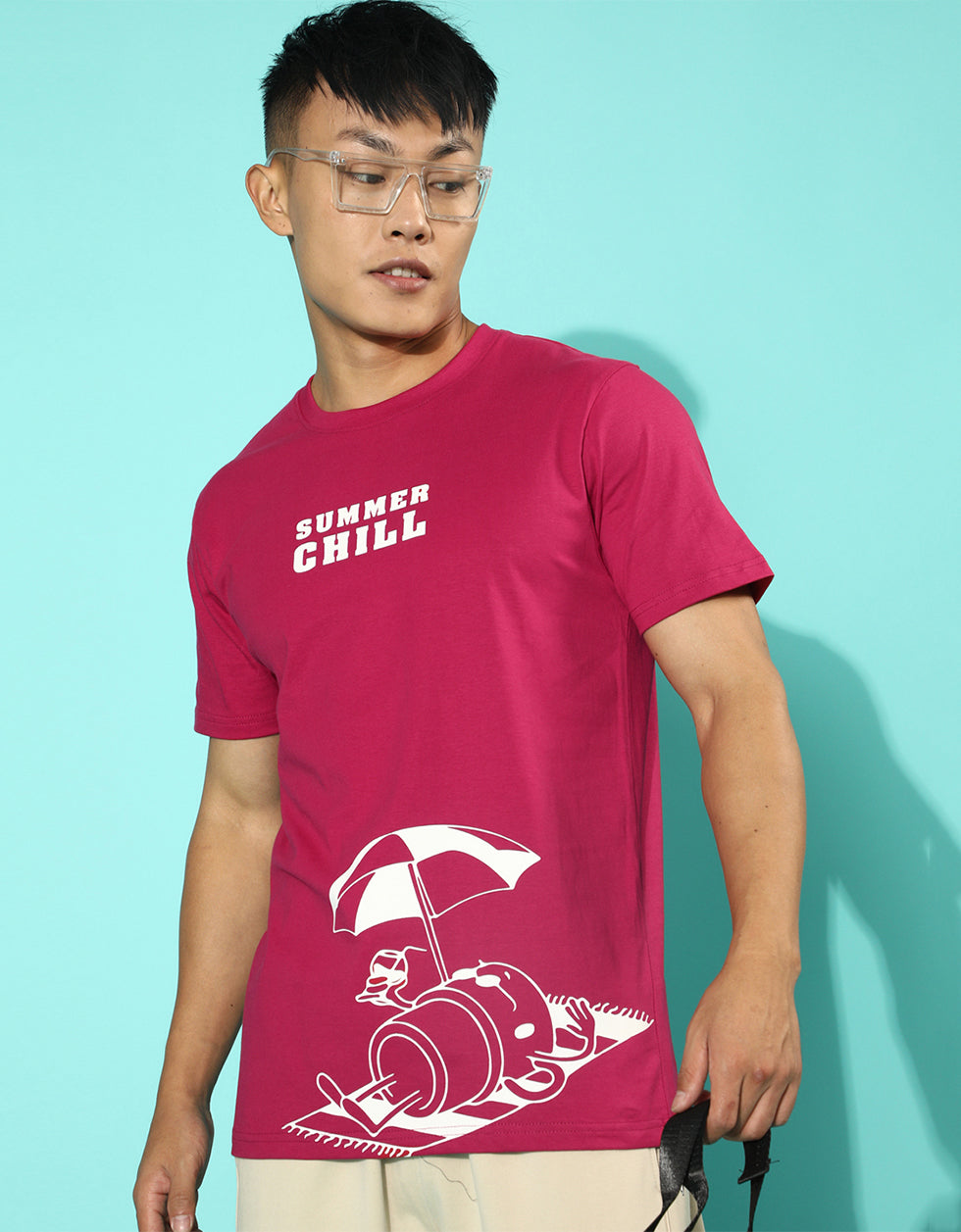 Summer Chill Viva Magenta Regular Front Graphic Printed Tshirt