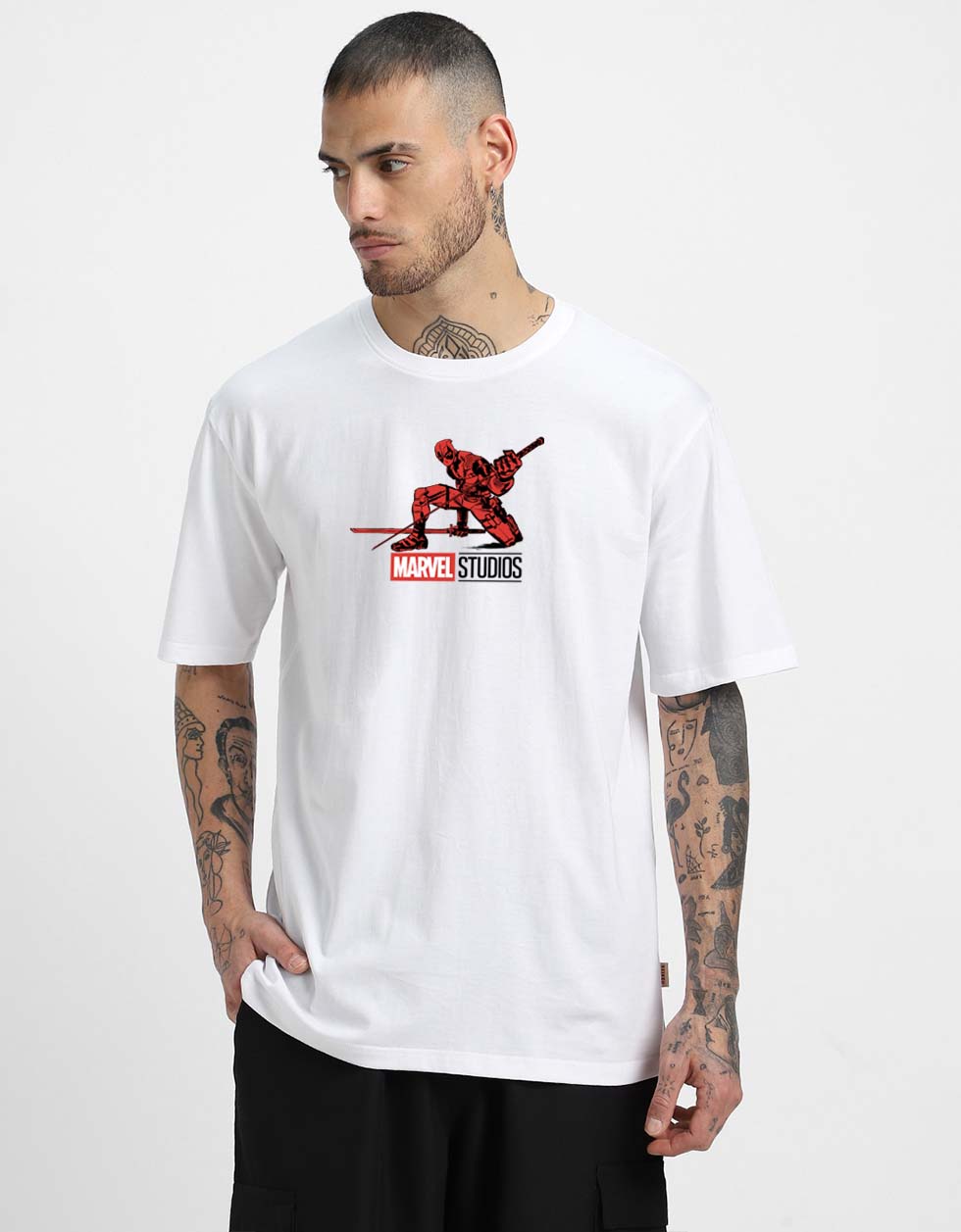 Hey Folks! Marvel Super Hero White Oversized Deadpool T-Shirt