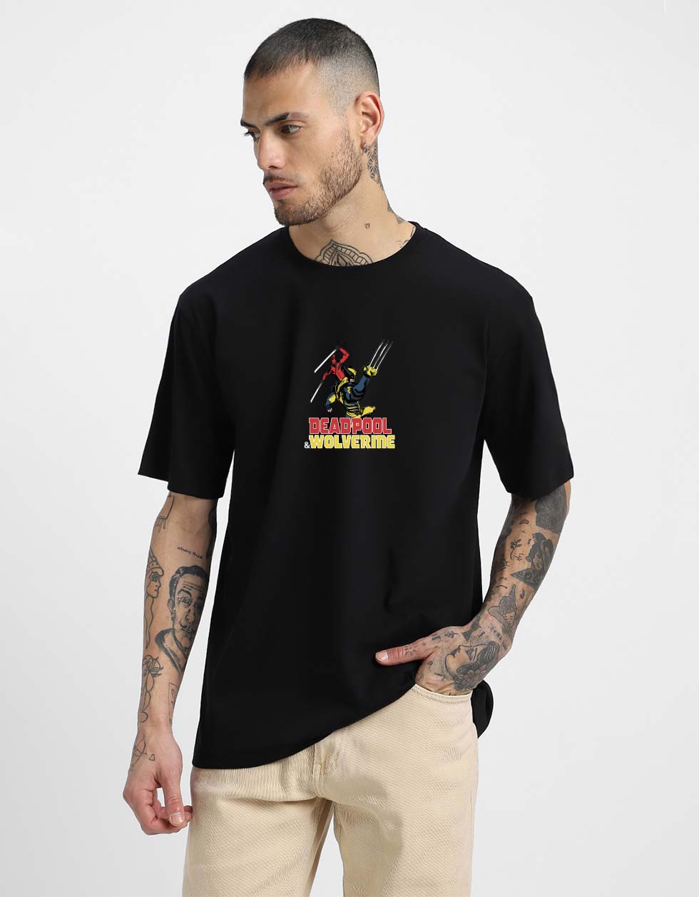 Get Ready for the Madness Marvel Black Oversized Deadpool T-Shirt