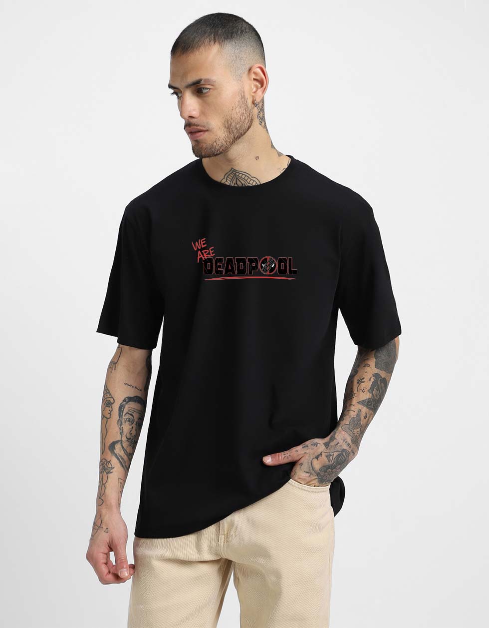 I AM MARVEL JESUS Super Hero Black Oversized Deadpool T-Shirt