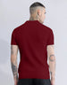 Wine Ribbed Flatknit Textured Regular Fit Exclusive Polo T-Shirt