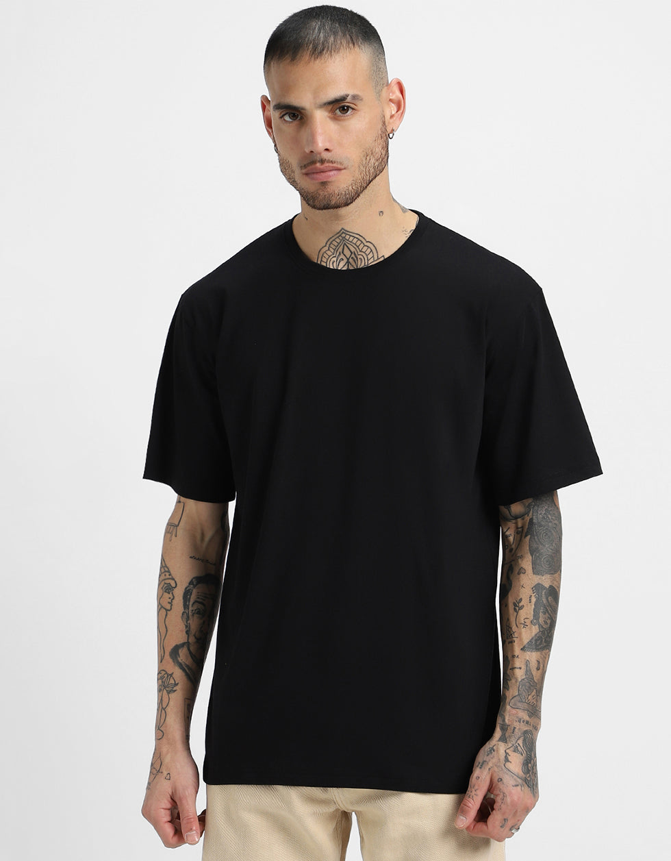 CHAOS Oversized Black Graphic  Back Printed Tshirt