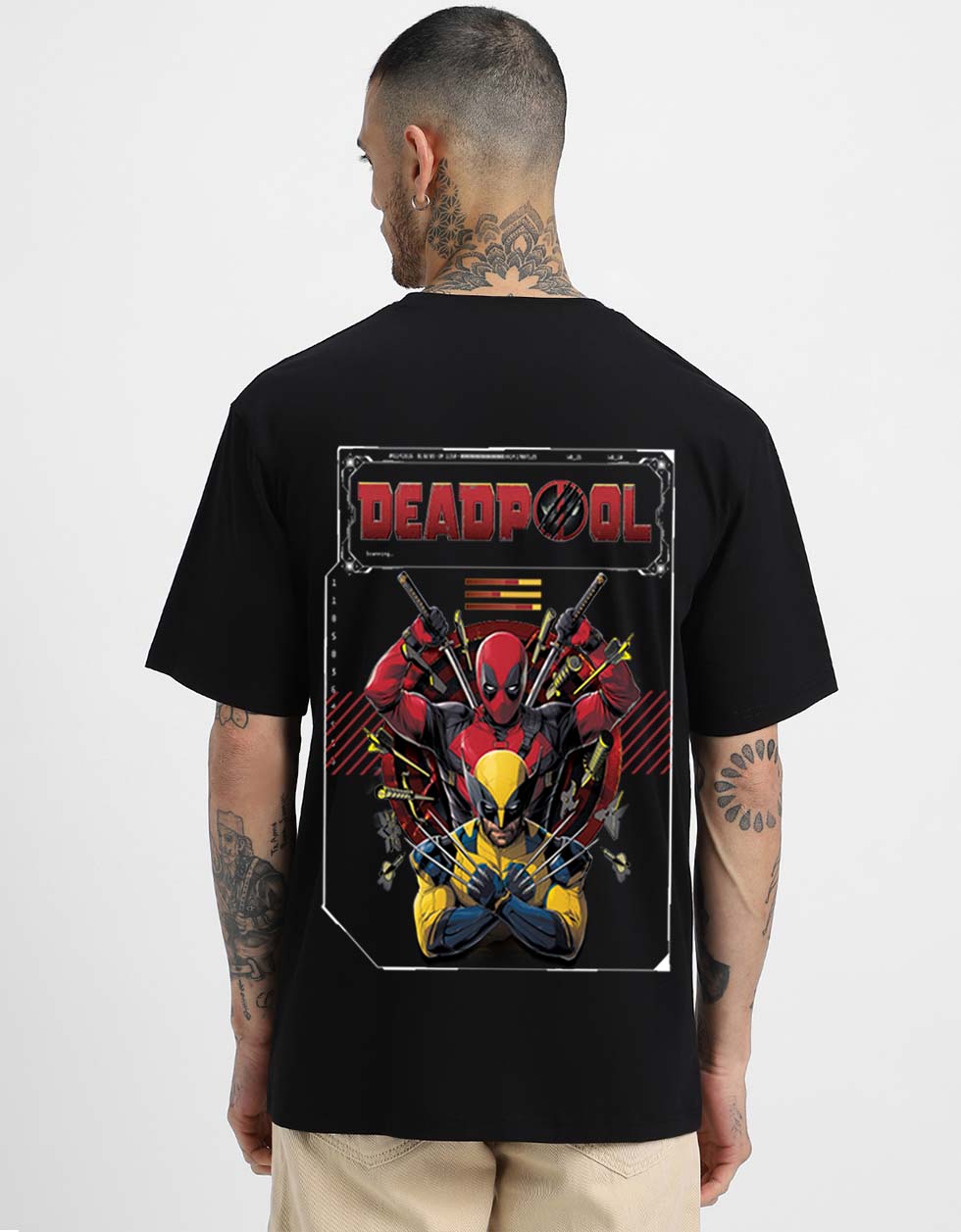 Marvel Best Bubs Super Hero Black Oversized Deadpool T-Shirt