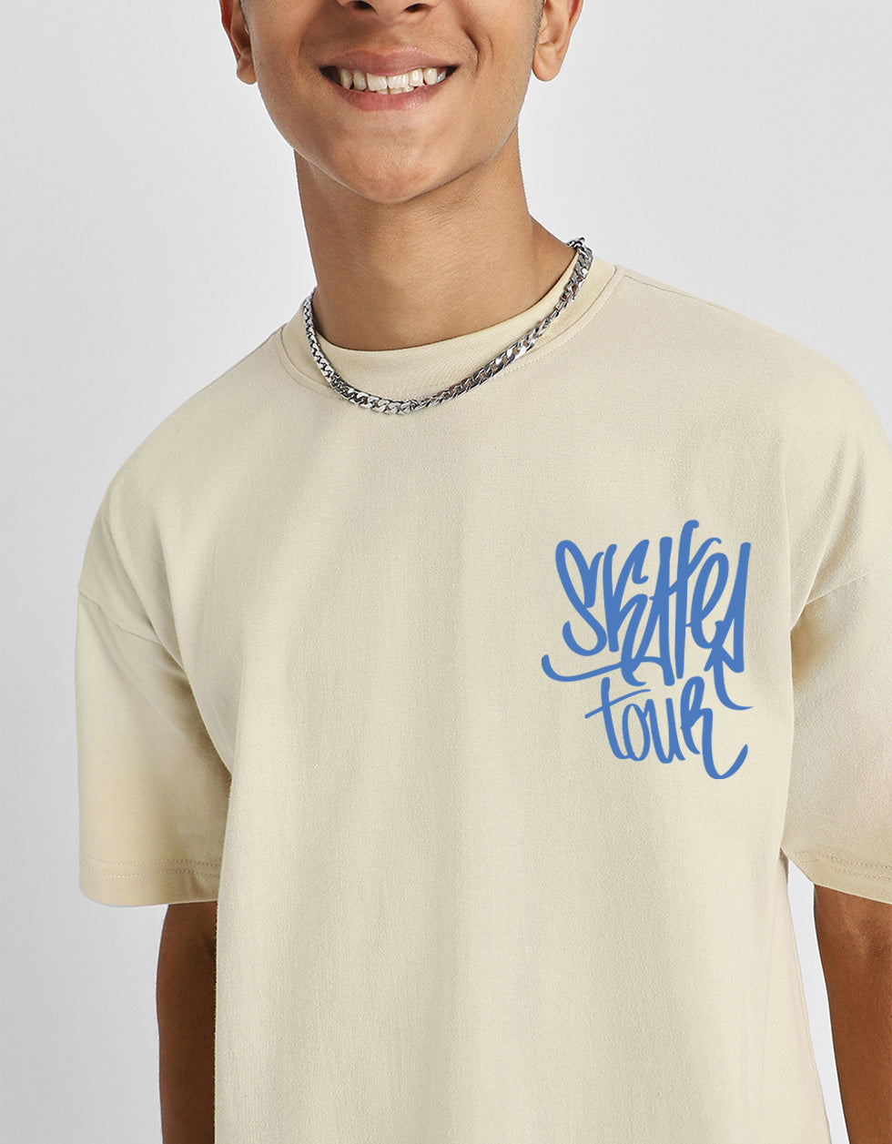 Skaters Swanwhite Oversized Graphic Printed Boys T-shirt
