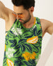 Leaf Printed Green Gym Vest