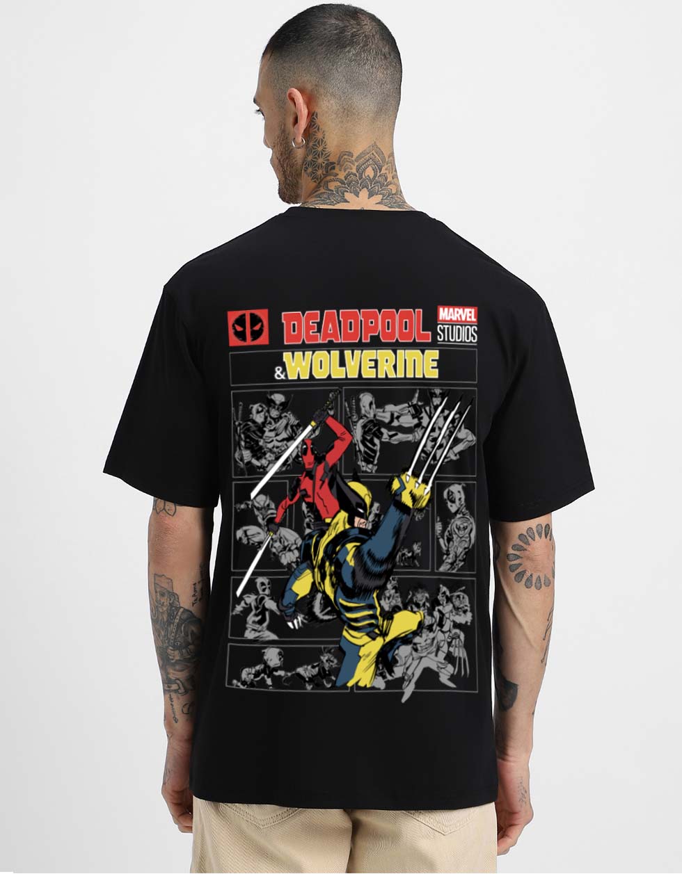 Get Ready for the Madness Marvel Black Oversized Deadpool T-Shirt