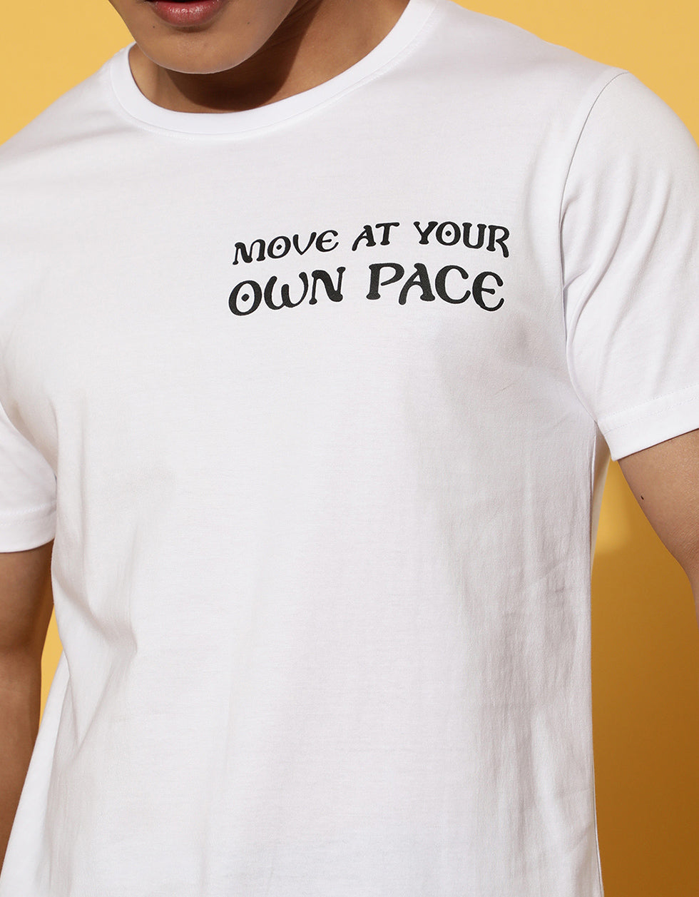 Take Your Time White Back Graphic Regular Printed Tshirt