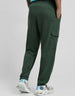 Olive Green Solid Baggy Fit Cargo Joggers