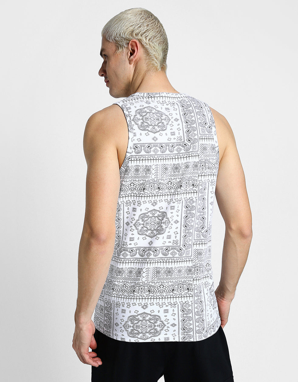 White Bandana Printed Gym Vest – Veirdo