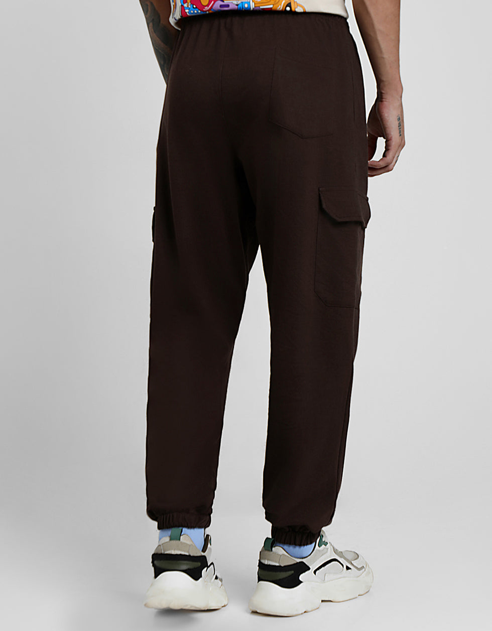 Brown Solid Baggy Fit Cargo Pants
