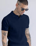Navy Ribbed Flatknit Textured Regular Fit Exclusive Polo T-Shirt