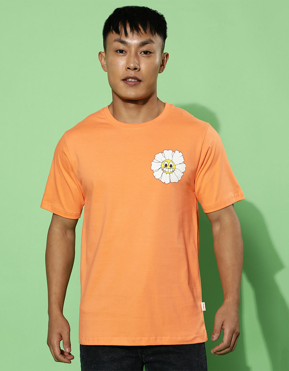 Don't Give Up Orange Regular Printed Back Graphic Printed Tshirt