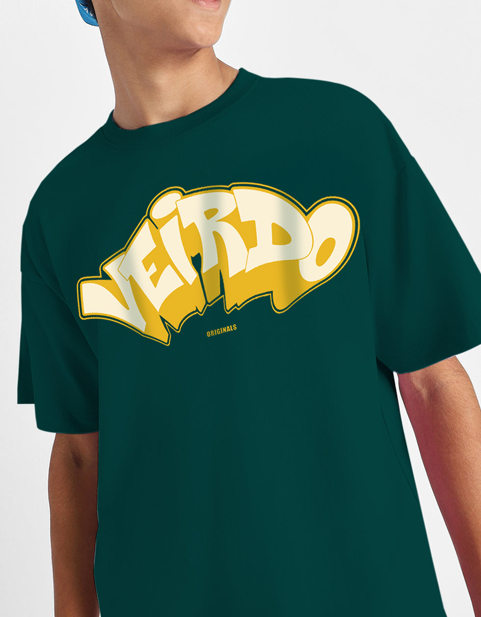 Veirdo Original Green Oversized Graphic Printed Boys T-shirt