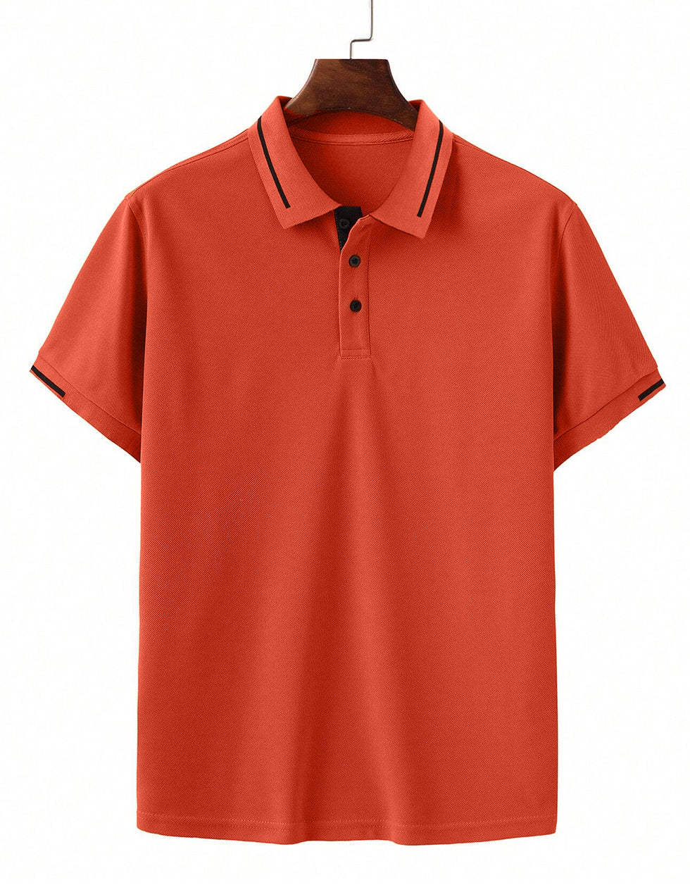 Orange Pique Stripe Collar Regular Fit Tipping Polo T-shirt