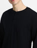 Henley Black Solid Tshirt