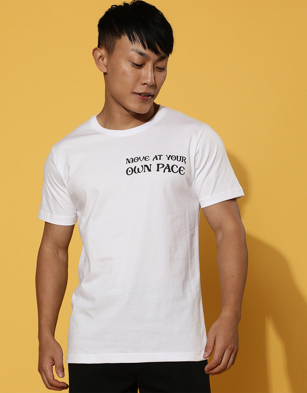 Take Your Time White Back Graphic Regular Printed Tshirt