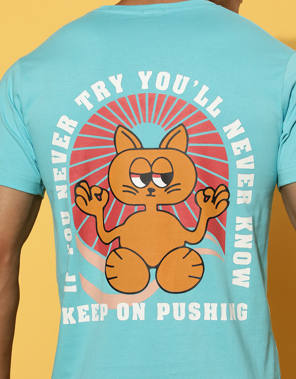 Keep on Pushing Regular Blue Back Graphic Printed Tshirt