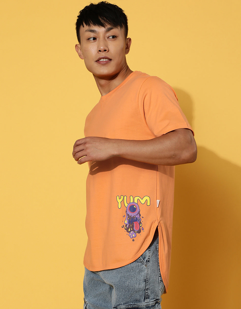 YUM Orange Regular Orange Placement Graphic Printed Tshirt