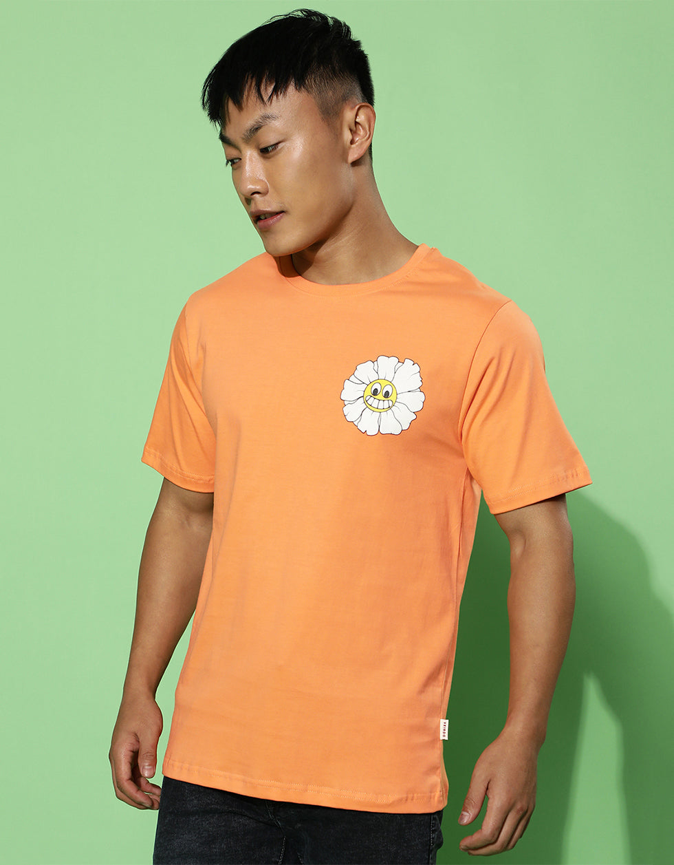 Don't Give Up Orange Regular Printed Back Graphic Printed Tshirt