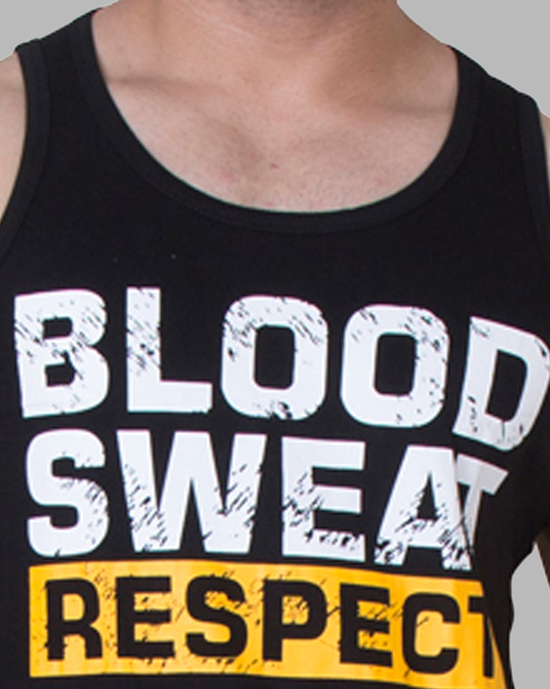 Black Sleeveless Vest with Motivational Print