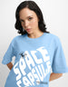 SPACE CAPSULE Blue Oversized Front Graphic Tshirt