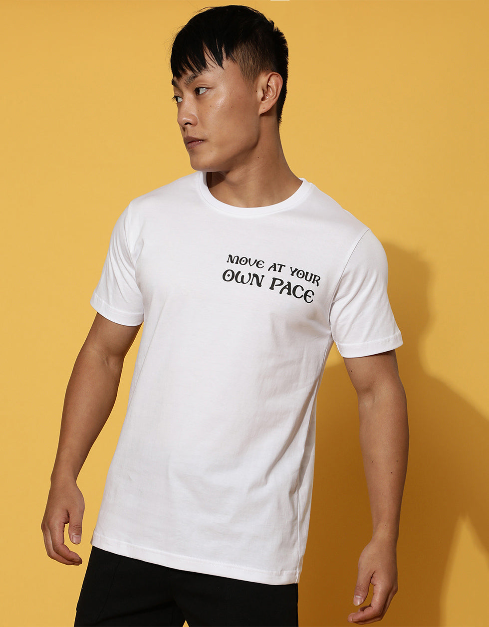 Take Your Time White Back Graphic Regular Printed Tshirt