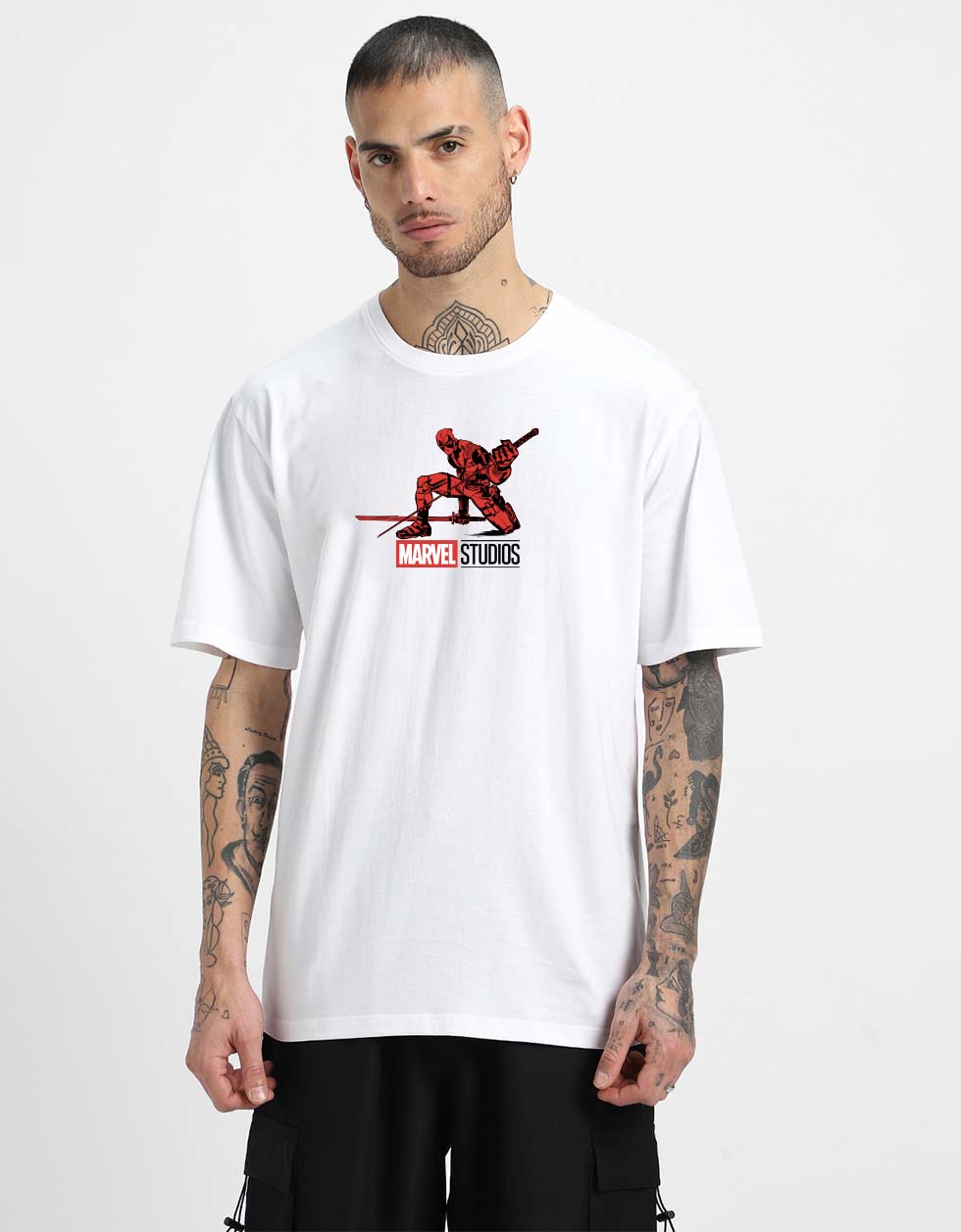 Hey Folks! Marvel Super Hero White Oversized Deadpool T-Shirt