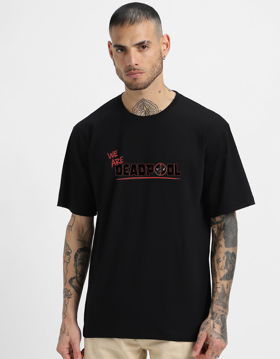 I AM MARVEL JESUS Super Hero Black Oversized Deadpool T-Shirt
