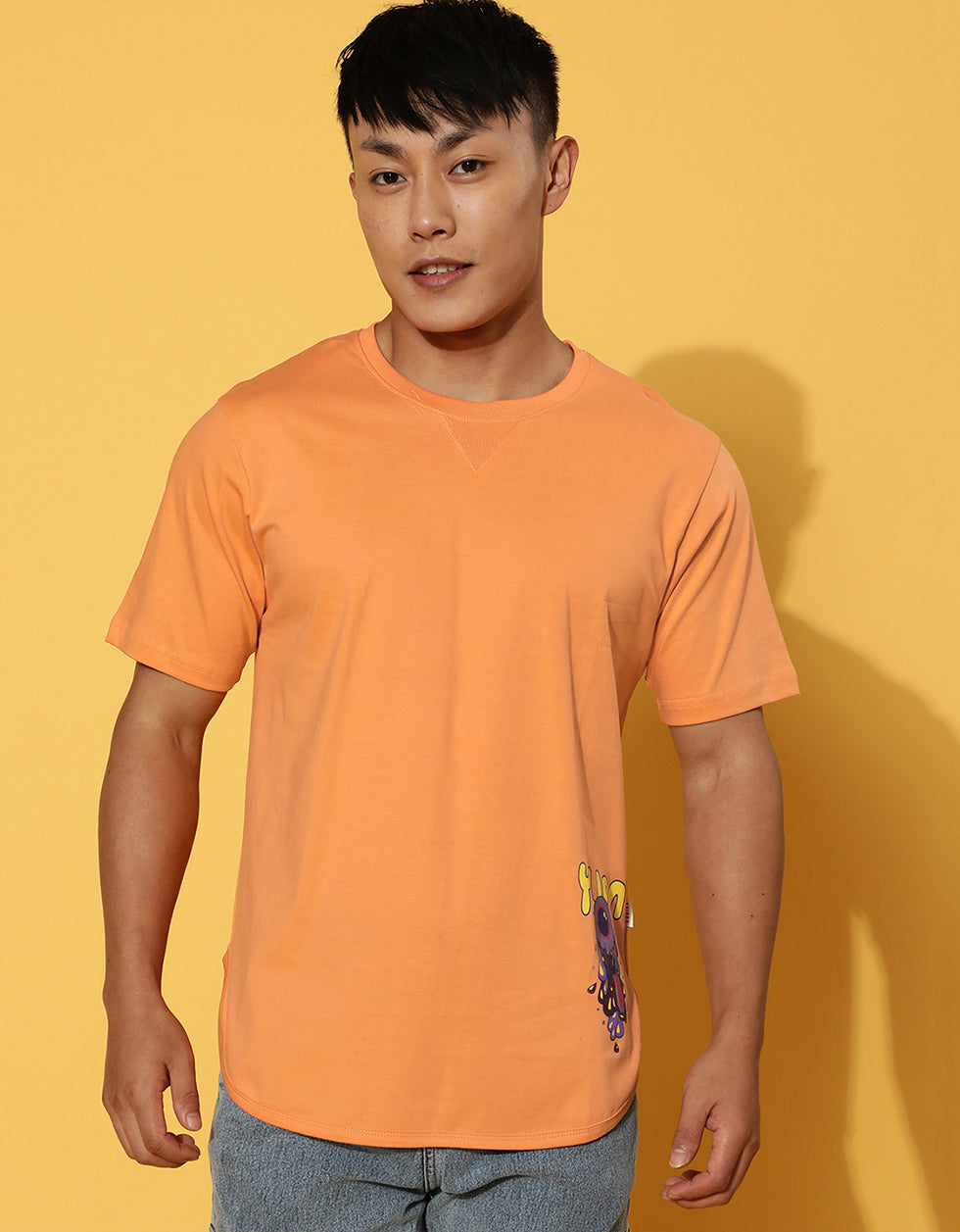 YUM Orange Regular Orange Placement Graphic Printed Tshirt