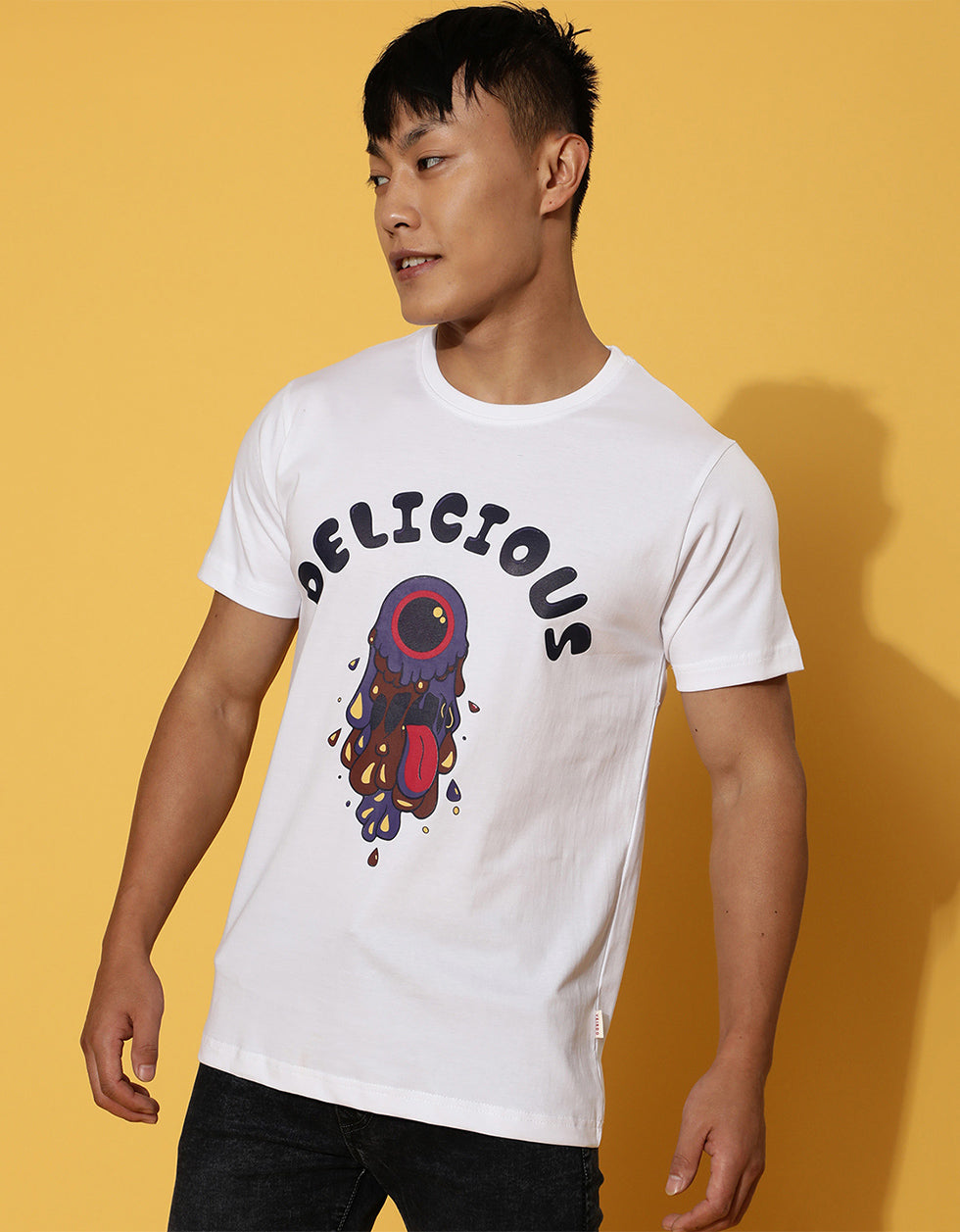 Delicious White Chest Graphic Regular Printed Tshirt