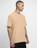 INNER IMAGE Beige Oversized Back Graphic Printed Tshirt