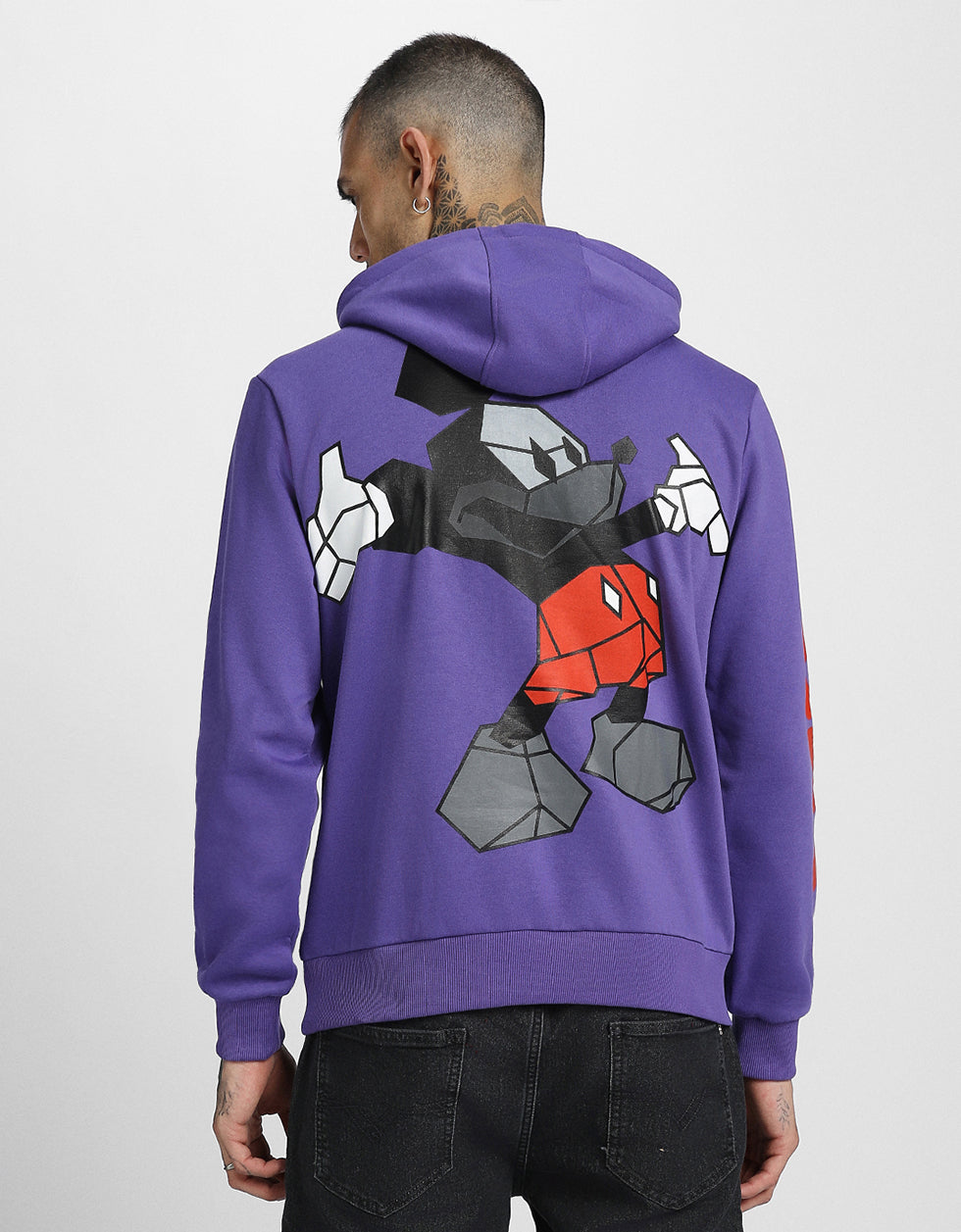 "Vibrant Mickey Style: Purple Hoodie for Men" - Veirdo