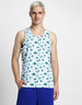 White & Blue Mushroom Printed Gym Vest