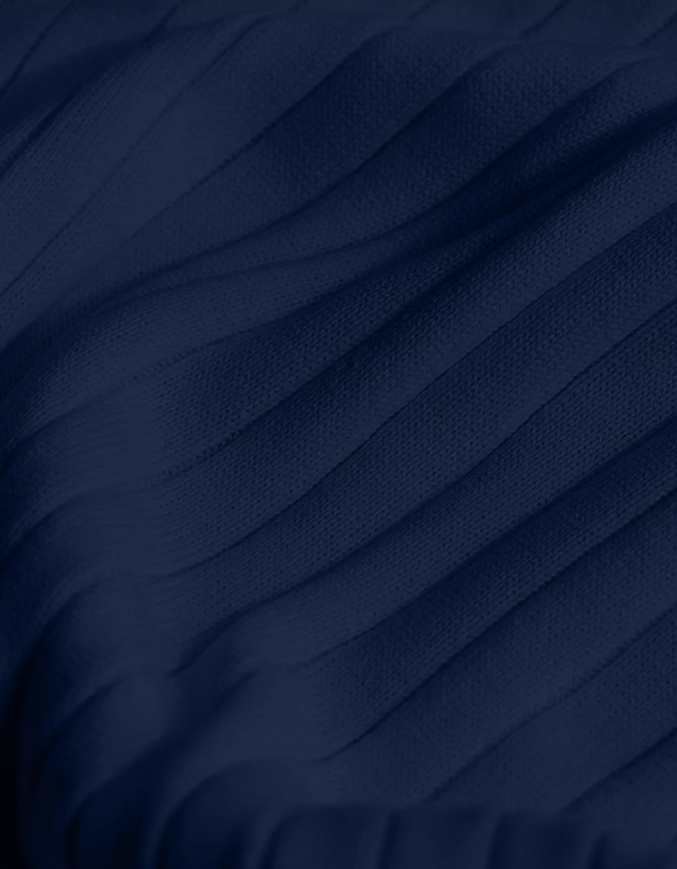 Navy Ribbed Flatknit Textured Regular Fit Exclusive Polo T-Shirt