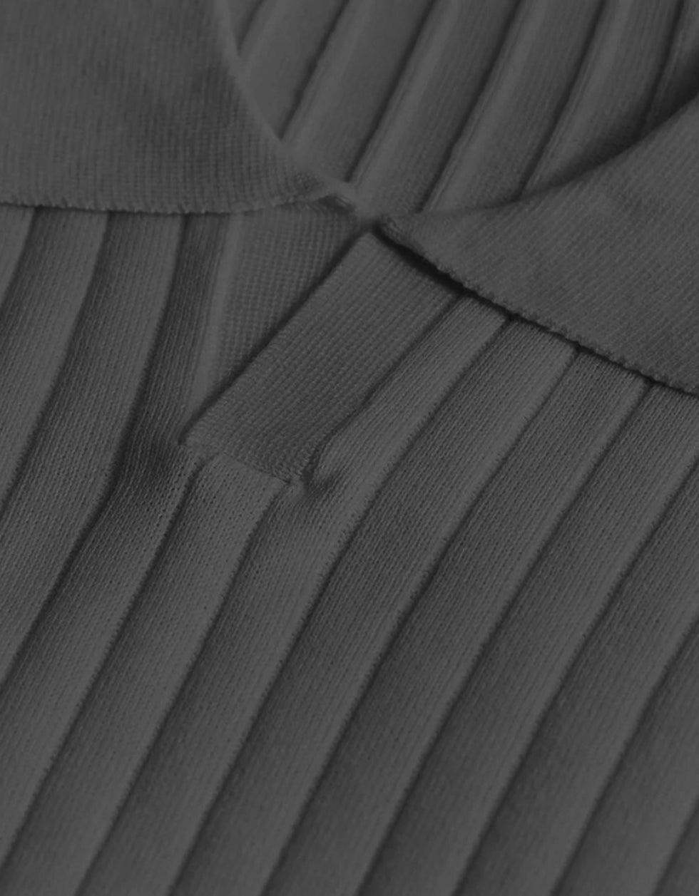 Grey Ribbed Flatknit Textured Regular Fit Exclusive Polo T-Shirt